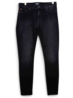 Hudson Krista Dark Black Super Skinny Ankle Jeans Size 28 Raw Hem